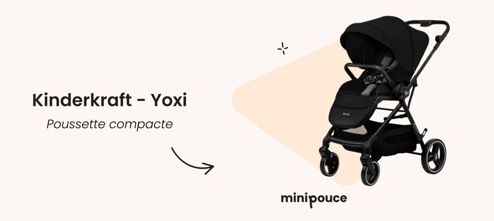 Poussette compacte Kinderkraft Yoxi photographiée en studio pour présentation produit