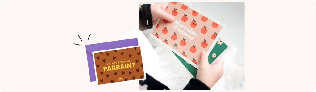 Cartes originales pour annoncer parrain et marraine