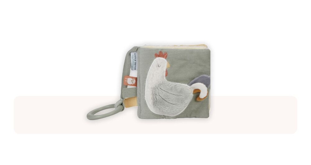 Livre d’activités pour poussette Little Dutch, jouet tactile avec textures et miroir, parfait parmi les meilleurs livres bébé 0-12 mois pour l’éveil sensoriel en balade