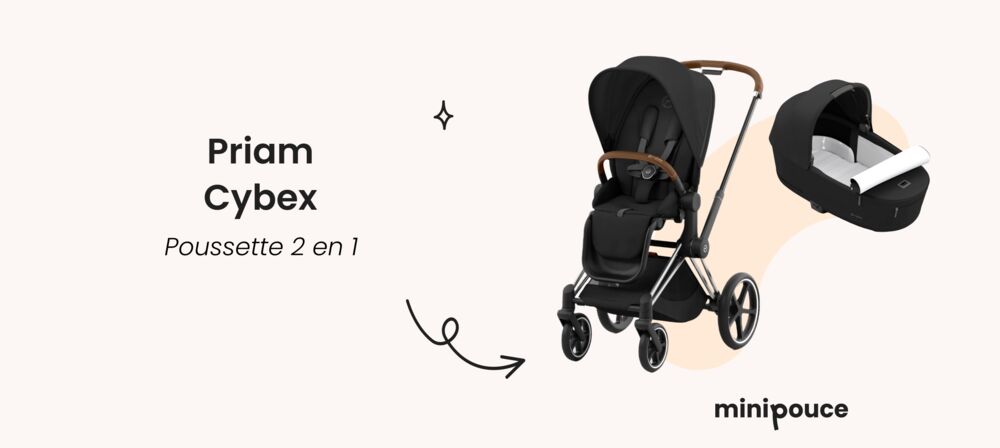 Meilleure poussette 2 en 1 Cybex Priam : poussette combinée élégante avec nacelle incluse