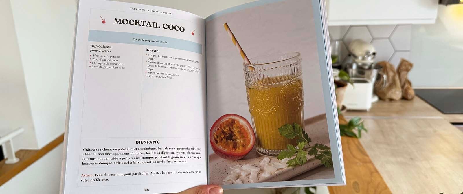 Mocktail Coco au fruit de la passion, idée boisson d'apéritif sans alcool pour la grossesse