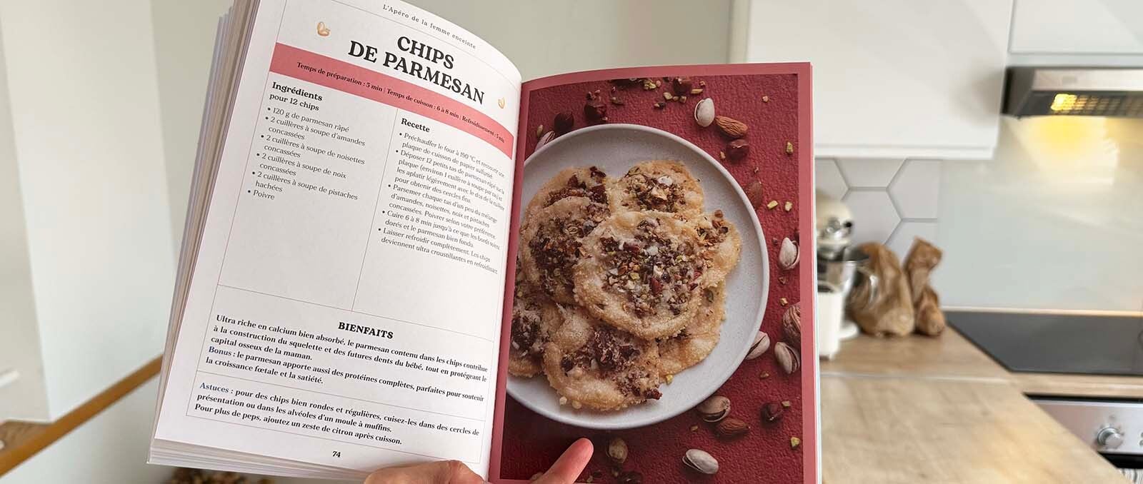 Chips de parmesan aux fruits secs, recette d'apéritif pour femme enceinte