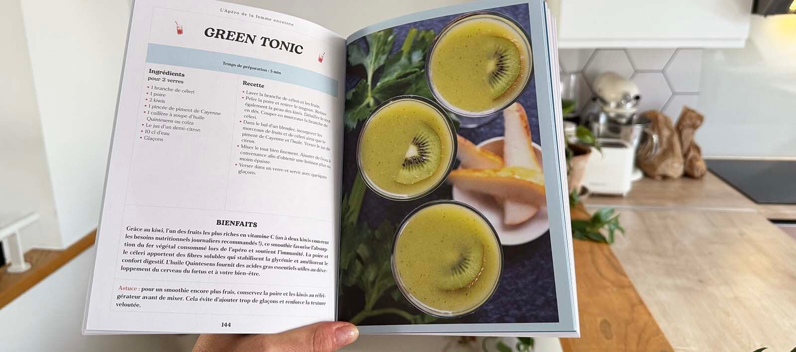 Mocktail Green Tonic au kiwi, idée boisson d'apéritif sans alcool pour femme enceinte